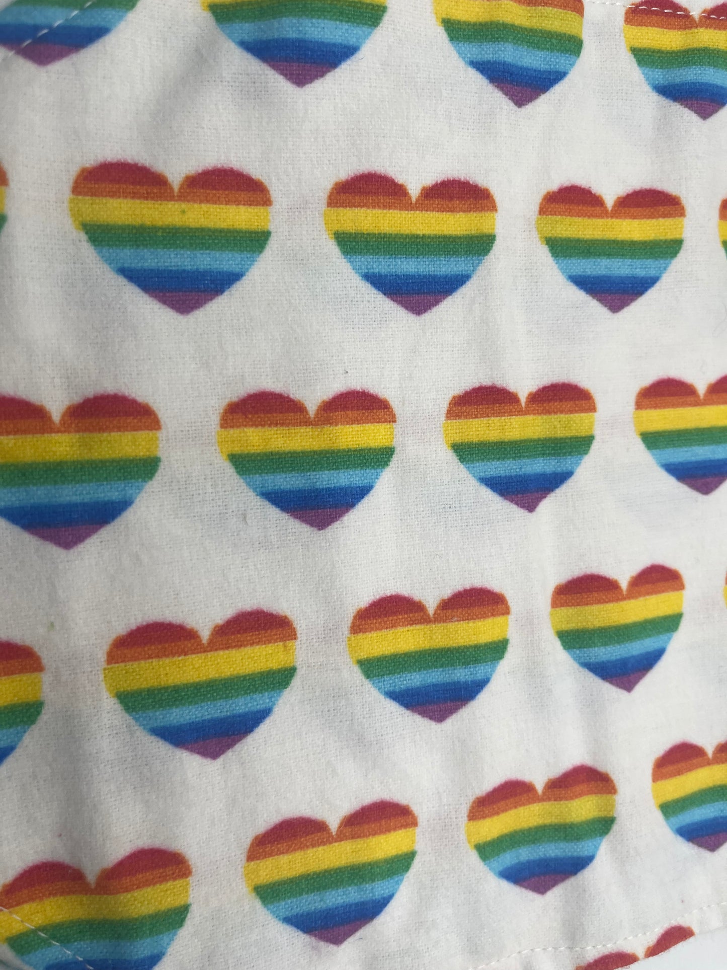 Rainbow heart burp cloth