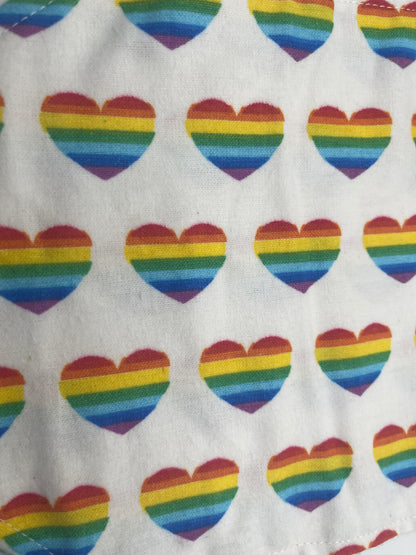 Rainbow heart burp cloth