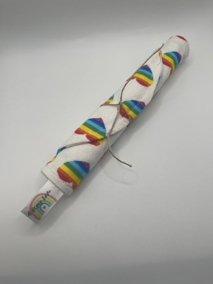 Rainbow heart burp cloth